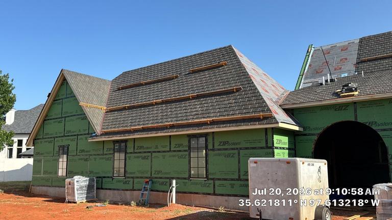 Brava synthetic tile roof on a French-country style home in Oklahoma City